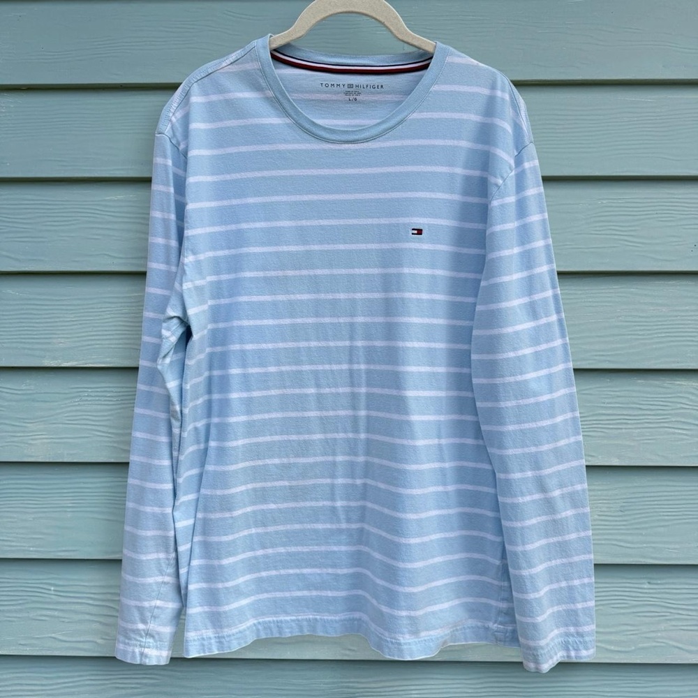 Tommy Hilfiger Light Blue Striped Long Sleeve Shirt